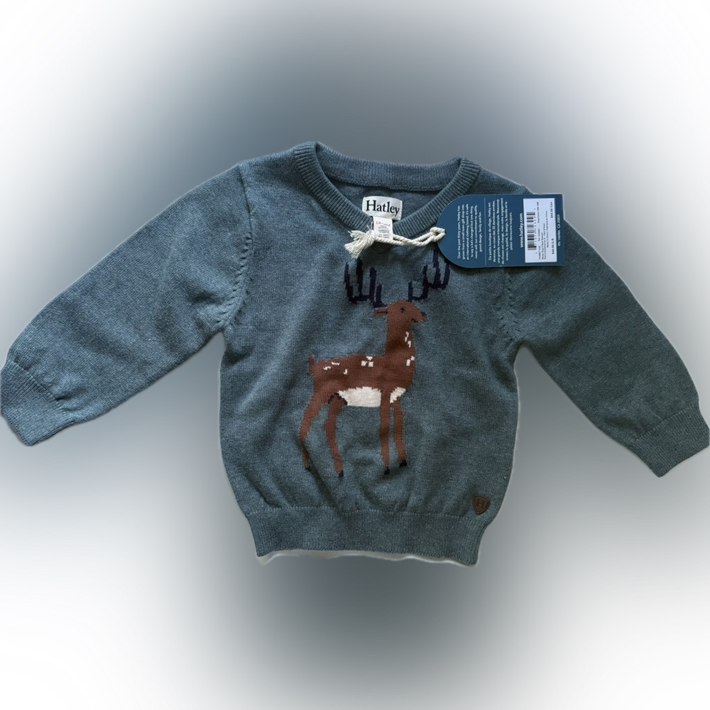Hatley Kids Sweater with Deer Design - Gray/Blue